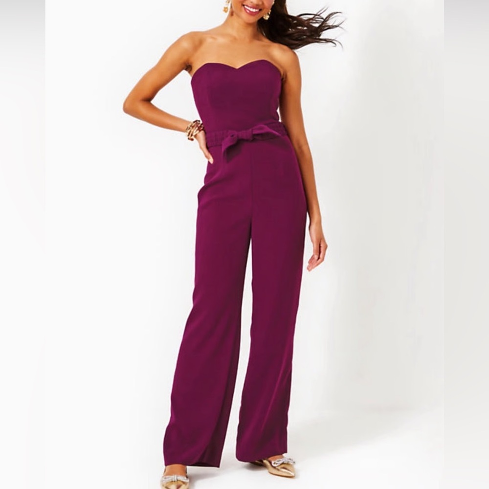 Lilly Pulitzer Rosalie Strapless Jumpsuit Amarena Cherry NWT